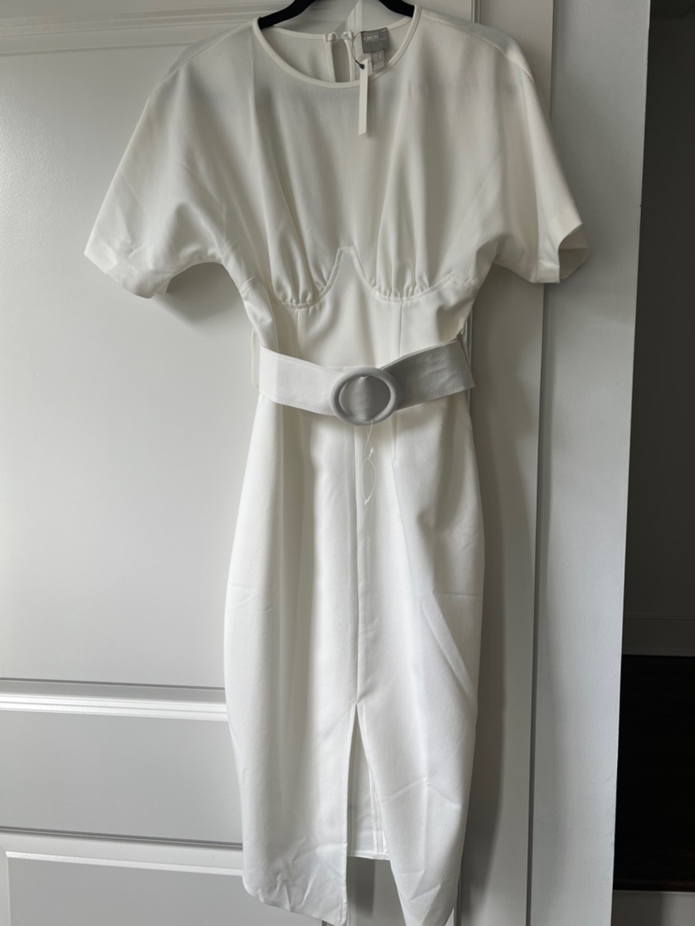 ASOS White Midi Dress with Statement Belt